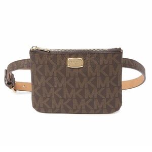 MICHAEL Michael Kors Brown Monogram Belt Bag with Gold Hardware